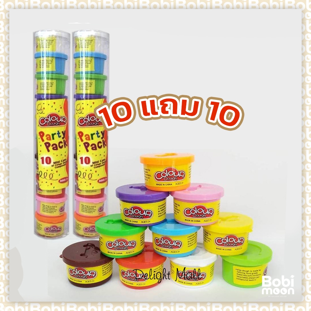 แป้งโดว์ (ซื้อ แถม1)🔥🔥 10 สี 10 กระปุก = รวม 20 กระปุก ดินเบา ดินปั้น ไร้สารพิษ ปลอดภัย ของเล่นเด็ก Toys