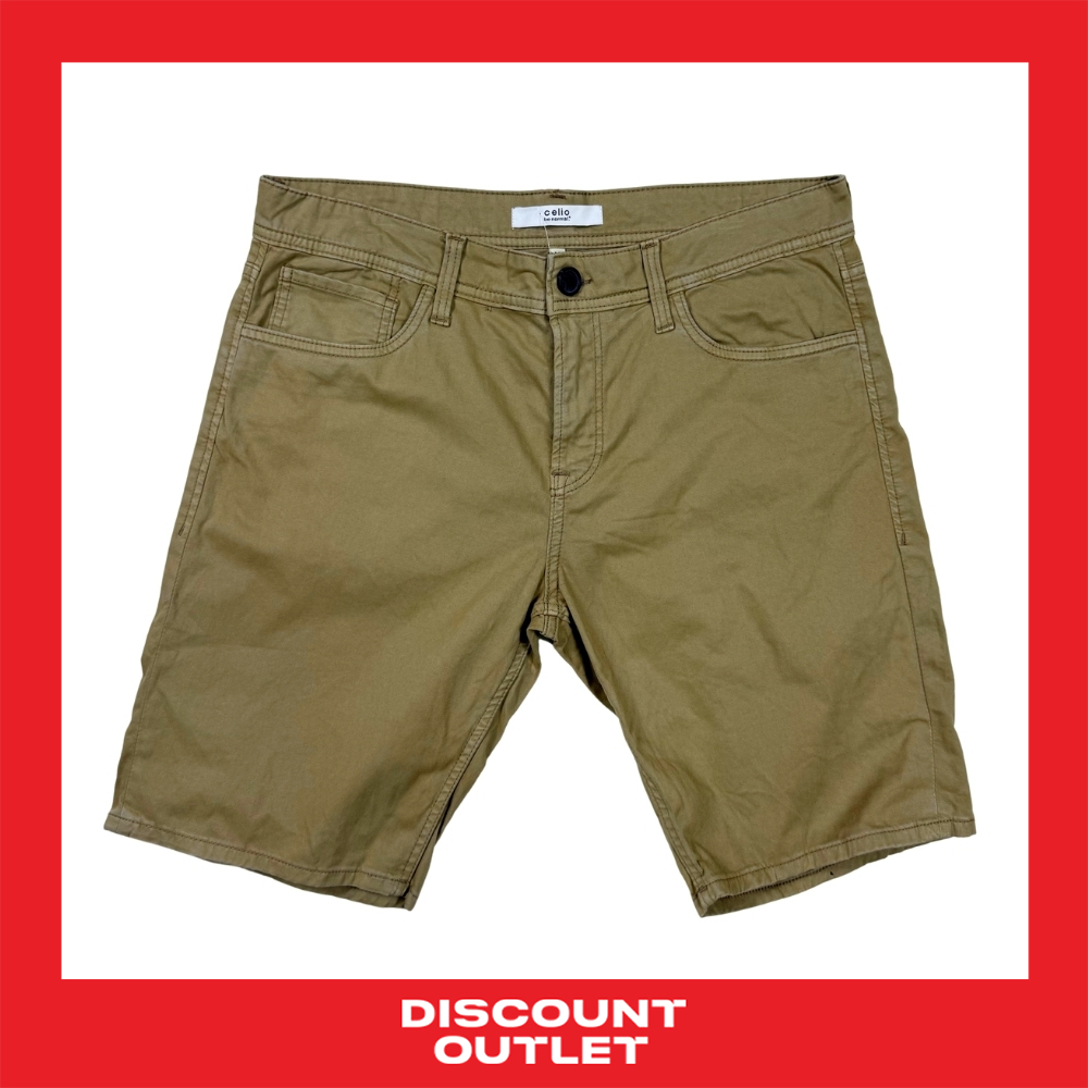 Discount Outlet กางเกงขาสั้นชาย สีพื้น 4กระเป๋า ผ้าคอตต้อน 100%