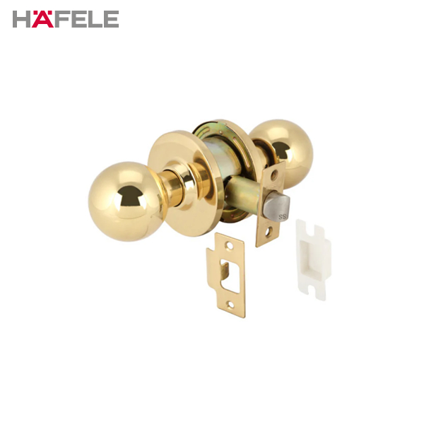 HAFELE 911.64.255 ลูกบิดประตูห้องผ่าน สีทองเหลืองเงา - KNOB LOCKSET PASSAGE