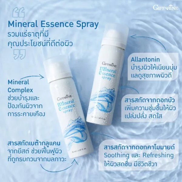 สเปรย์น้ำแร่ มิเนอรัล เอสเซ้นส์ บำรุงผิวหน้า เติมความชุ่มชื้น ผิวใส ผิวสุขภาพดี สกินแคร์ สดชื่น thumbnail 3