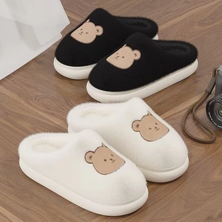 (พร้อมส่งจากไทย) รองเท้าใส่ในบ้าน หัวปิด สลิปเปอร์ ขนนุ่มฟู ใส่สบาย พื้นกันลื่น