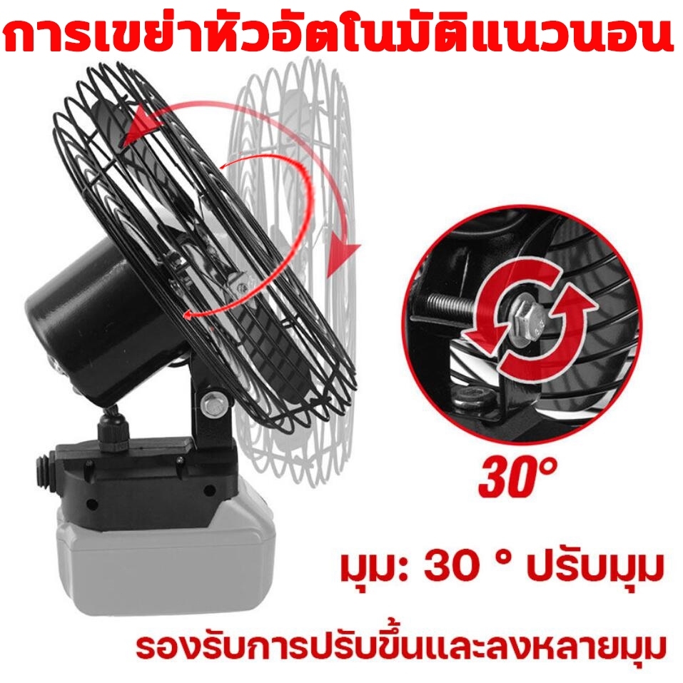 ININ พัดลม 8 นิ้ว การส่ายหัวอัตโนมัติ พัดลมพลังสูงแบบพกพา ความจุแบต 21V Makita ลมใหญ่ ลมแรง ไม่ต้องเสียบไฟ ใช้ได้หลายสถา - รูปที่ 5