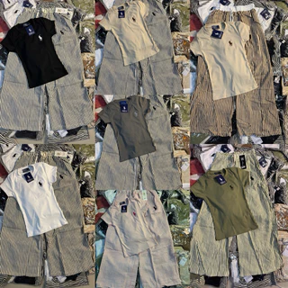 YY[พร้อมส่ง] เซ็ต2ชิ้น เสื้อปักม้า + กางเกงขายาวลายริ้ว ใส่ได้ทั้งชุด งานจริง