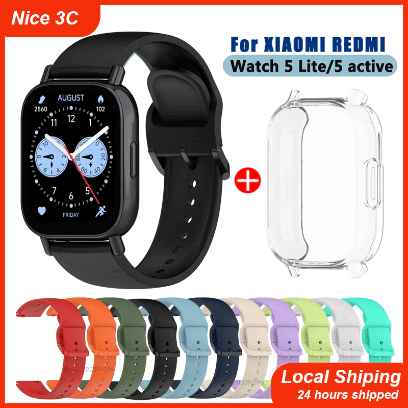 สายรัดซิลิโคนเคส TPU สำหรับ Redmi Watch 5 Lite สมาร์ทวอทช์ สายรัดข้อมือแบบสปอร์ตสำหรับ Xiaomi Redmi Watch 5 Active Brace