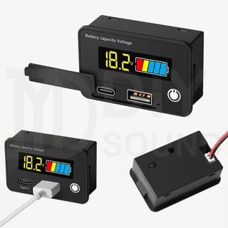 DIYsound วัดแบตดิจิตอล DC 8-30V USB3.0 + Tpye-C LCD มิเตอร์ไฟฟ้าดิจิตอล พร้อมสายเคเบิล จอแสลงผลแบตรี่ batterry monitor เ