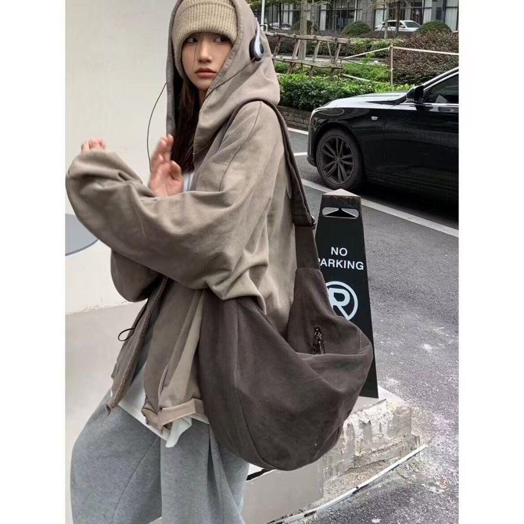 KKK กระเป๋าสะพายข้างวินเทจกระเป๋าสะพายข้าง Unisex กระเป๋าสะพายุ Unisex กระเป๋าเกี๊ยวความจุขนาดใหญ่