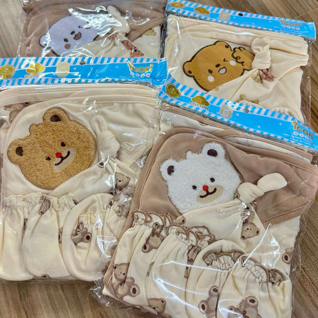 🇹🇭พร้อมส่ง งานใหม่ล่าสุด เซ็ตผ้าห่อตัวเด็ก ผ้าห่อตัว หมวก มือเท้า