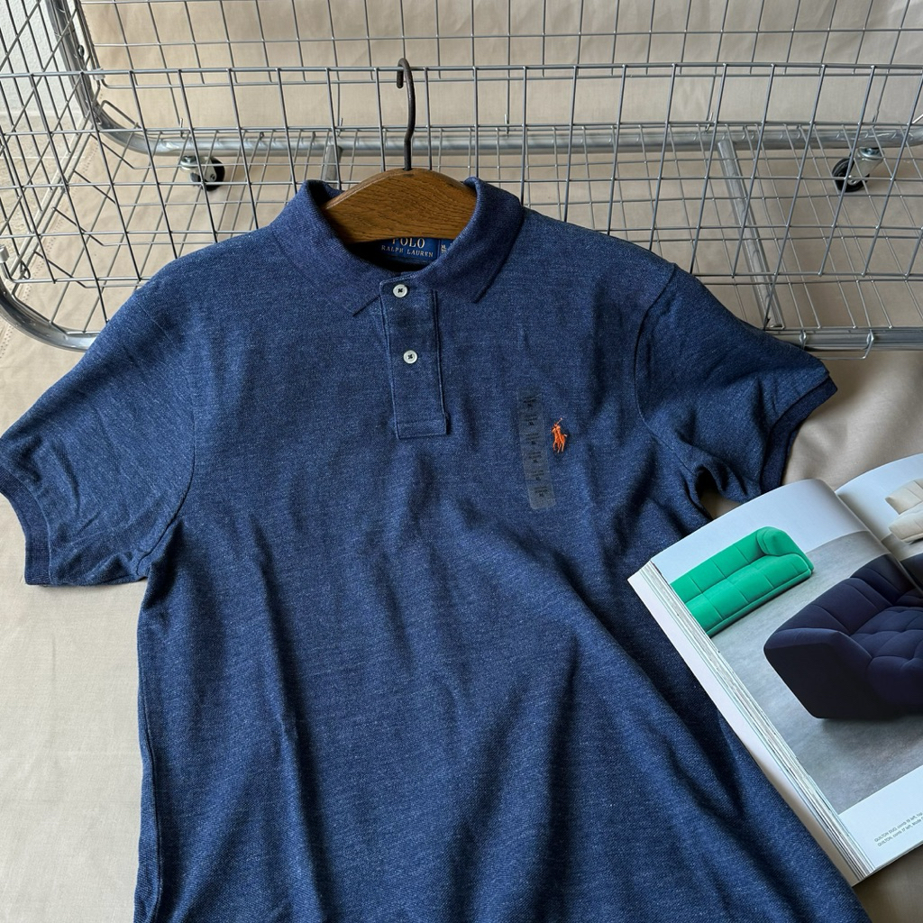 (DARK INDIGO)Custom Slim Fit Basic Mesh Shirt   สีเข้าใหม่ล่าสุด