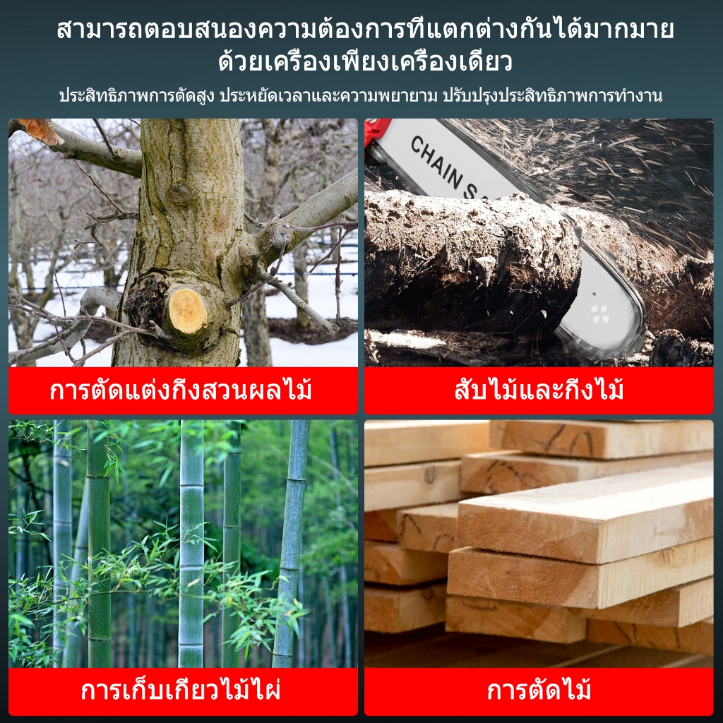 REAIM เลื่อยยนต์ 3200W 12นิ้ว เลื่อยไฟฟ้าไร้สาย เลื่อยตัดไม้ เลื่อยใช้แบตเตอรี่ แยกฟืน - รูปที่ 4