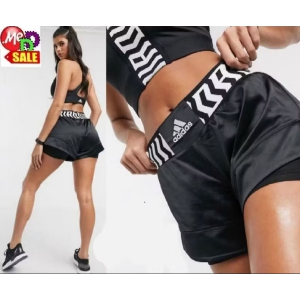 Adidas - ใหม่ กางเกงขาสั้นใส่ออกกำลังกาย กีฬามวย  มีซับในรัดรูป 2-IN-1 ADIDAS BOXING TKO SHORTS EA32