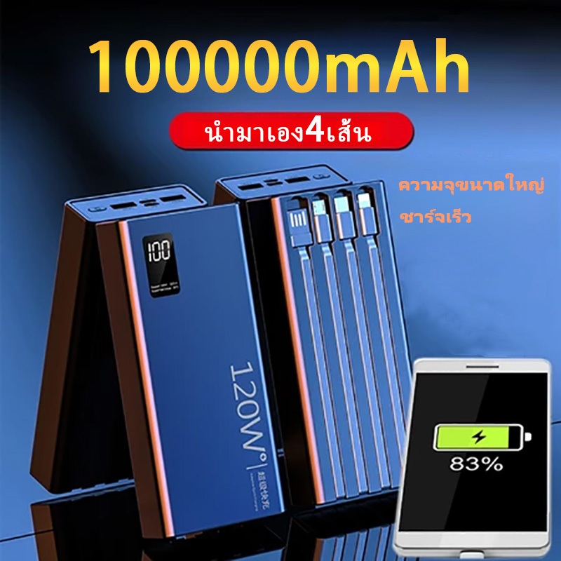✨【รับประกัน 3 เดือน】powerbank 120W ป้ายไทยมี มอก ของแท้ 100% ชาร์จเร็ว พาวเวอร์แบง PD22.5W Powerbank