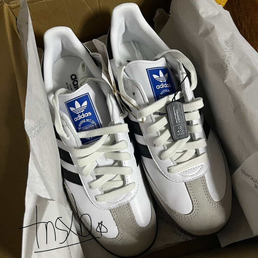 adidas Samba OG Cloud White Core Black size US7  25cm มือ 1 พร้อมกล่อง ซื้อมาจาก sasom ผ่านการตรวจเช