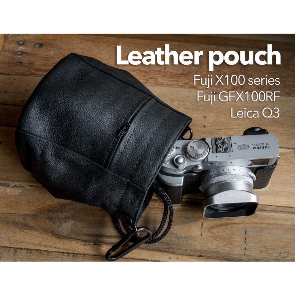 Leather Pouch ซองหนัง Fuji X100VI GFX100RF Leica Q3 Mr.Stone Large