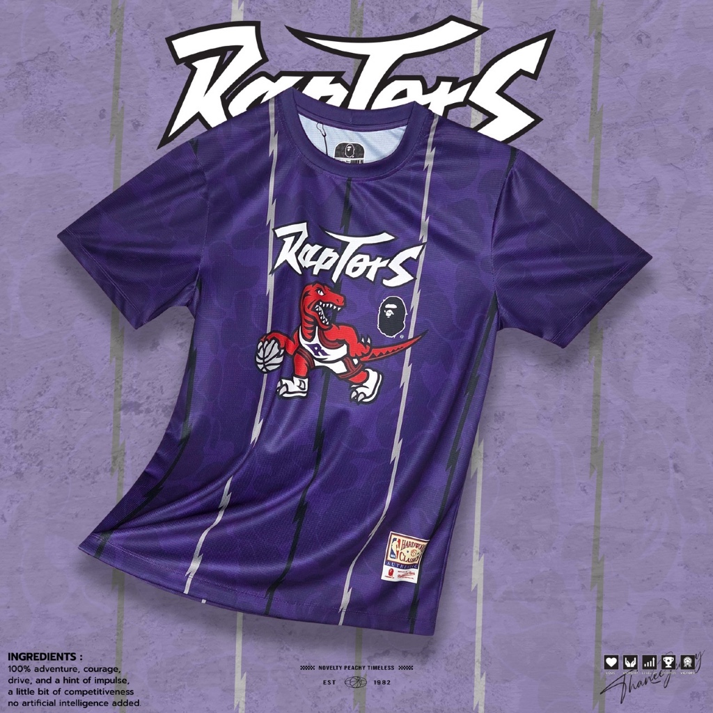 เสื้อแขนสั้นผ้าพิมพ์ B.A.P.E RAPTORS มีไซส์ใหญ่