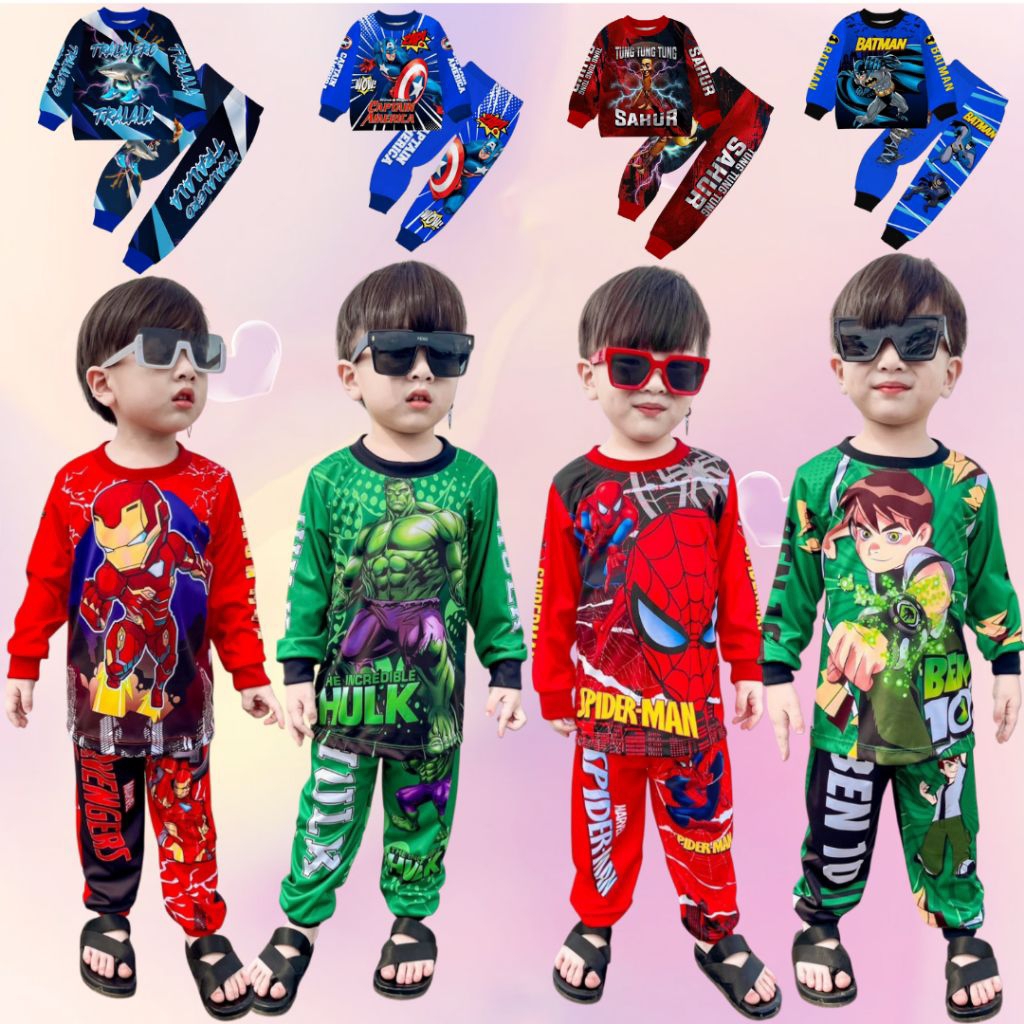 พร้อมส่ง ชุดแขนยาวขายาวเด็ก ผ้านิ่มลื่นไมรโคร ใส่สบาย