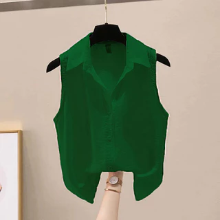 เสื้อคอปก (S-3XL) แขนกุด กระดุมผ่ากลาง สไตล์เรียบง่าย ผ้าชีฟองใส่สบายไม่ร้อน สไตลล์ลำลอง รุ่นWZ01