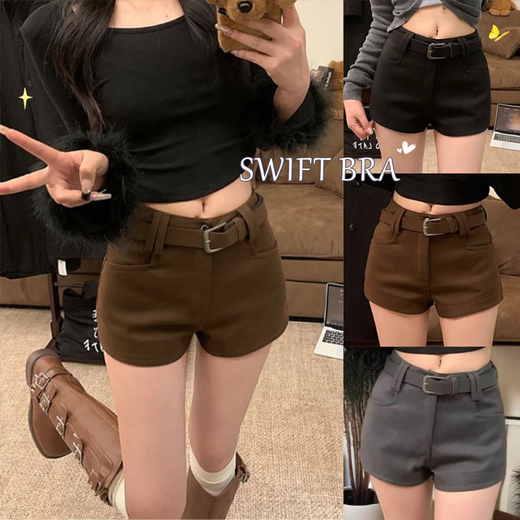 🌸Swift Bra🌸Jennie short pants กางเกงขาสั้น กระเป๋าเหลี่ยม ซิปหน้า กางเกงขาสั้นสำหรับผู้หญิง