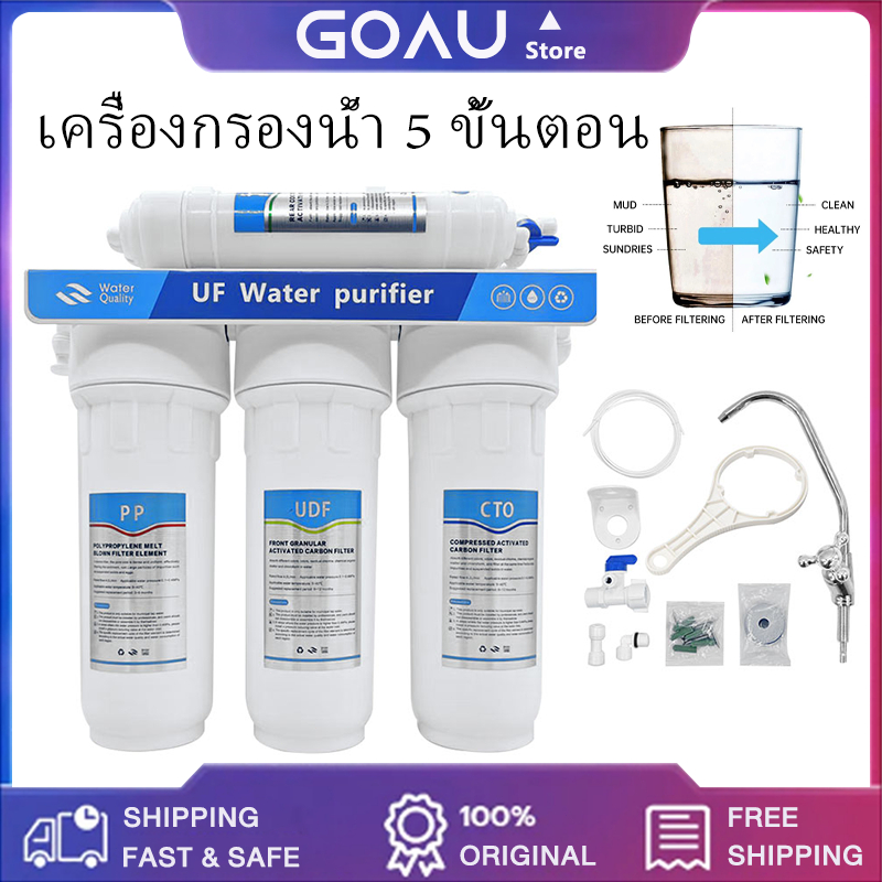 UNI PURE เครื่องกรองน้ำ 5 ขั้นตอน (Blue) ติดตั้งง่ายพร้อมคู่มือ ไส้ กรองน้ำ กรอง คุณภาพดี ราคาประหยัด