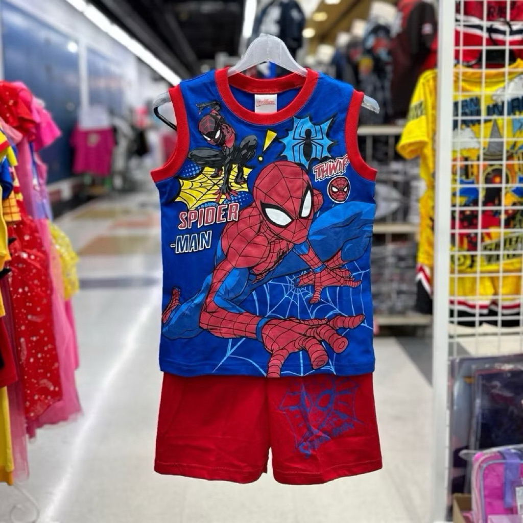 ชุดเสื้อแขนกุดลายซุปเปอร์ฮีโรผ้าคอตตอน