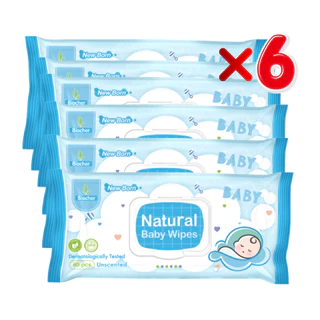 [เซต6ฟรี6] Biocher ทิชชู่เปียก (สูตรน้ำเกลือ) ขนาด80แผ่น เช็ดทำความสะอาดได้ทุกส่วนของร่างกาย [Exp.06/2027]