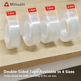 Mitsushi เทปกาวนาโน 2/3M แบบสองหน้า เทปกาว 2 หน้านาโน อเนกประสงค์ เหนียว แข็งแรง ใส