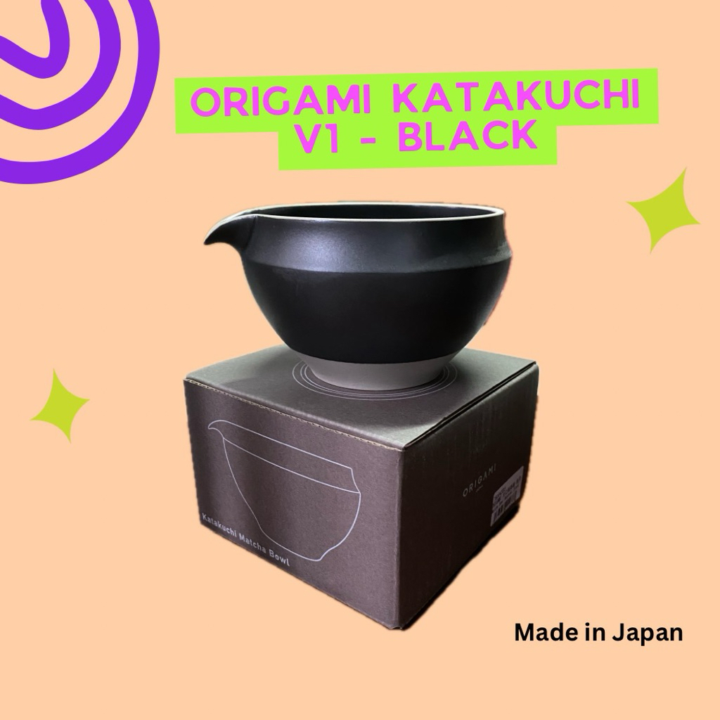 [พร้อมส่ง] Origami Katakuchi Matcha Bowl - v1 สีดำ [Made in Japan]