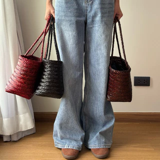 พร้อมส่ง FLIN BREAD LONG HANDLE กระเป๋าสานหูยาวสะพายไหล่
