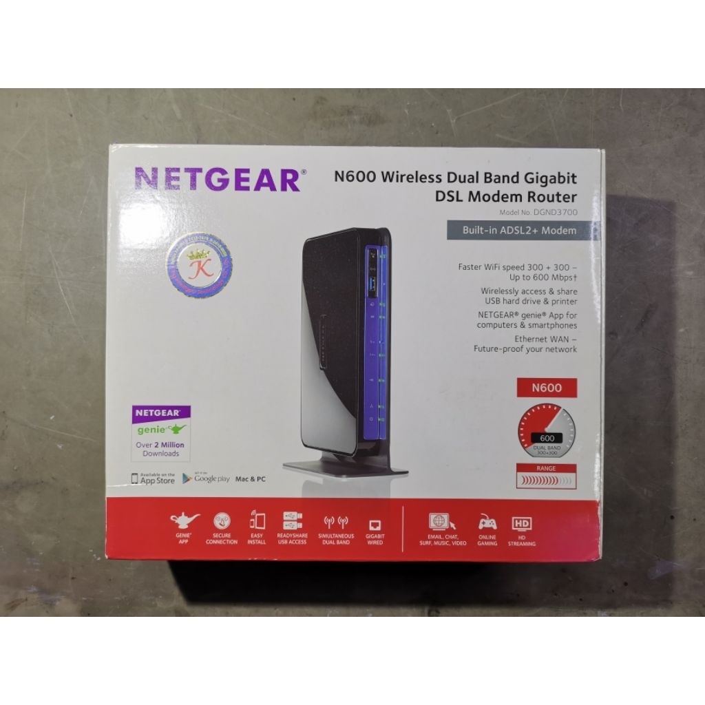 NETGEAR N600 Wireless​ Dual​ Band​ Gigabit​ (DGND3700v2)​