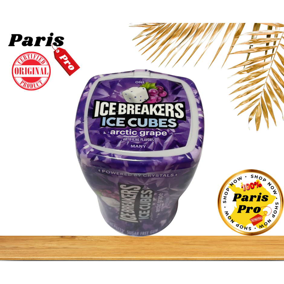 Ice Breakers Ice Cubes Grape Flavored Sugar Free Chewing Gum 133g 40 Pieces หมากฝรั่ง เพื่อลมหายใจหอมสดชื่น จากอเมริกา