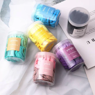 🌸พร้อมส่ง🌸ยางรัดผม+กระปุก(50เส้น) ไม่กินผม มัดผม ยืดหยุ่นดี สีพาสเทล