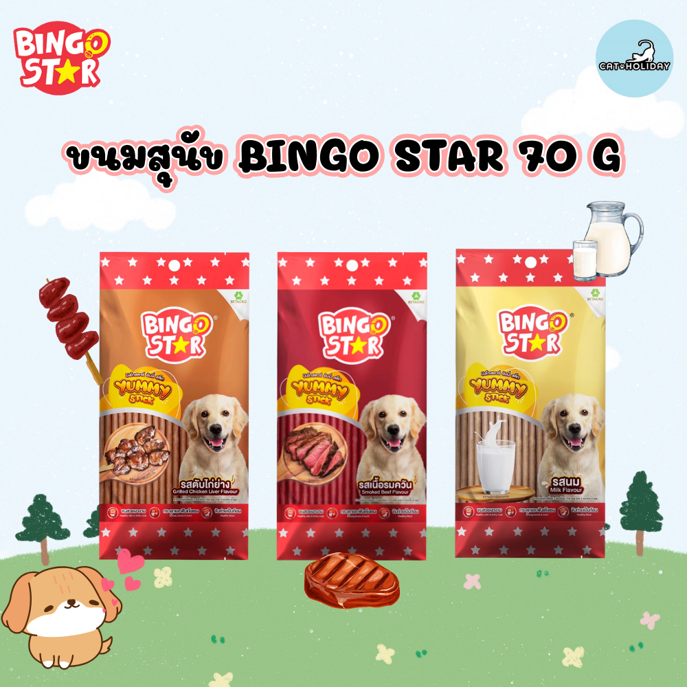 ( 70 g.) ขนมสุนัข Bingo Star Yummy Stick บิงโกสตาร์ยัมมี่สติ๊ก แบบแท่ง หยิบป้อนง่าย