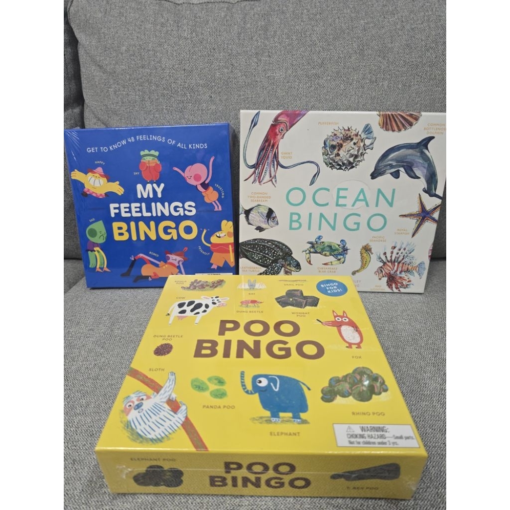 บอร์ดเกมส์เด็ก Kids Boardgame by Laurence King : Ocean Bingo, My Feelings Bingo, Poo Bingo