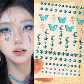 สติกเกอร์ติดหน้า สติกเกอร์แต่งหน้า เพชรกลิตเตอร์ รูปผีเสื้อ Aurora มีหลายแบบให้เลือก ส่งไวจากไทย