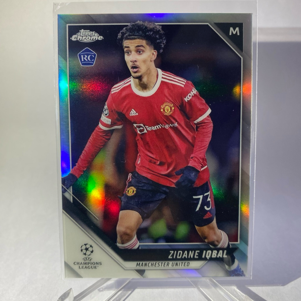 การ์ดนักฟุตบอลสำหรับสะสม ZIDANE IQBAL, RC, (refractor), MANCHESTER UNITED, TOPPS CHROME 2022