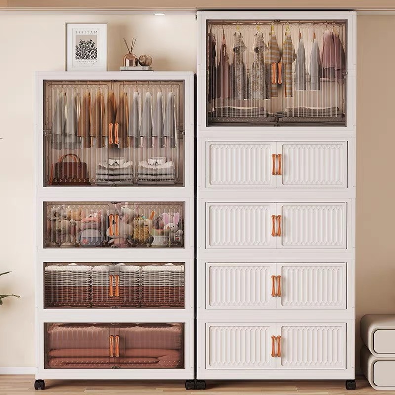 S-Airice ตู้เสื้อผ้าพับได้ความจุขนาดใหญ่พร้อมพื้นที่แขวน ตู้เก็บของเด็ก ป้องกันฝุ่นและกันน้ำ มีล้อ ติดตั้งง่าย