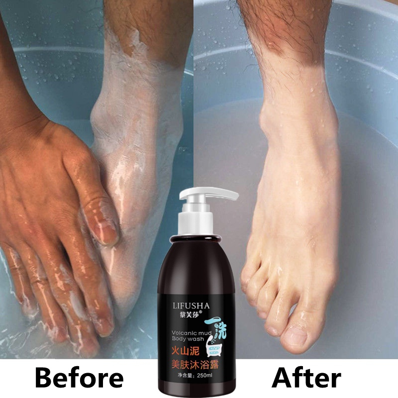 เจลอาบน้ำโคลนภูเขาไฟ ครีมอาบน้ำไวท์เทนนิ่ง ครีมอาบน้ำขาว ไวท์เทนนิ่งทำความสะอาดผิว บอกลาผิวหยาบกร้านสบู่ผิวขาว250ml