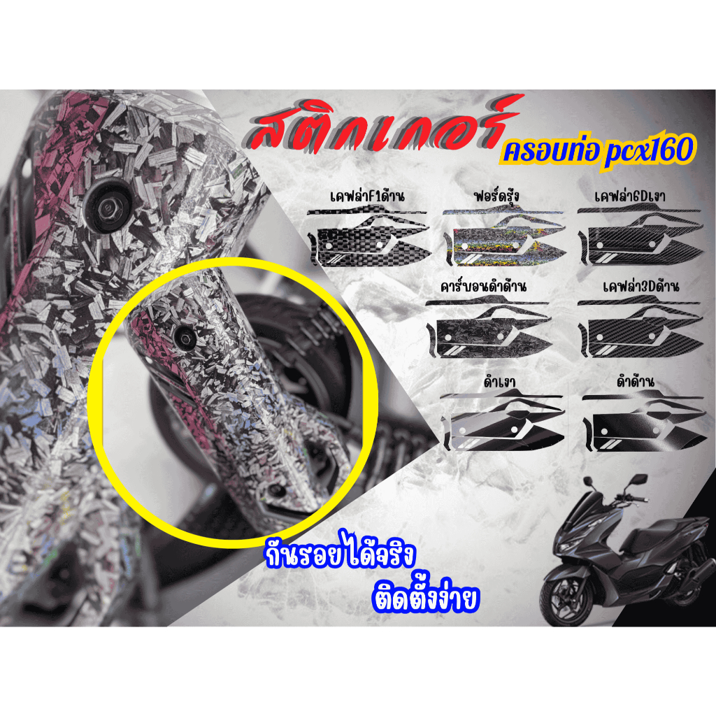 สติกเกอร์กันรอยครอบท่อHonda pcx160 2025