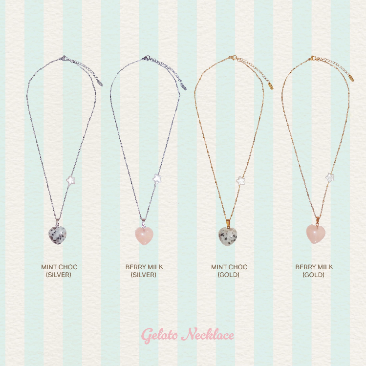 nice try studio - Gelato Necklace สร้อยคอหินแท้รูปหัวใจ