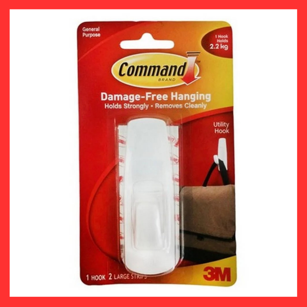 ตะขอแขวน 3M Command 17003 ไซส์ใหญ่ รับ 2 กก. ไม่ทิ้งคราบกาว Adhesive Wall Hook Large