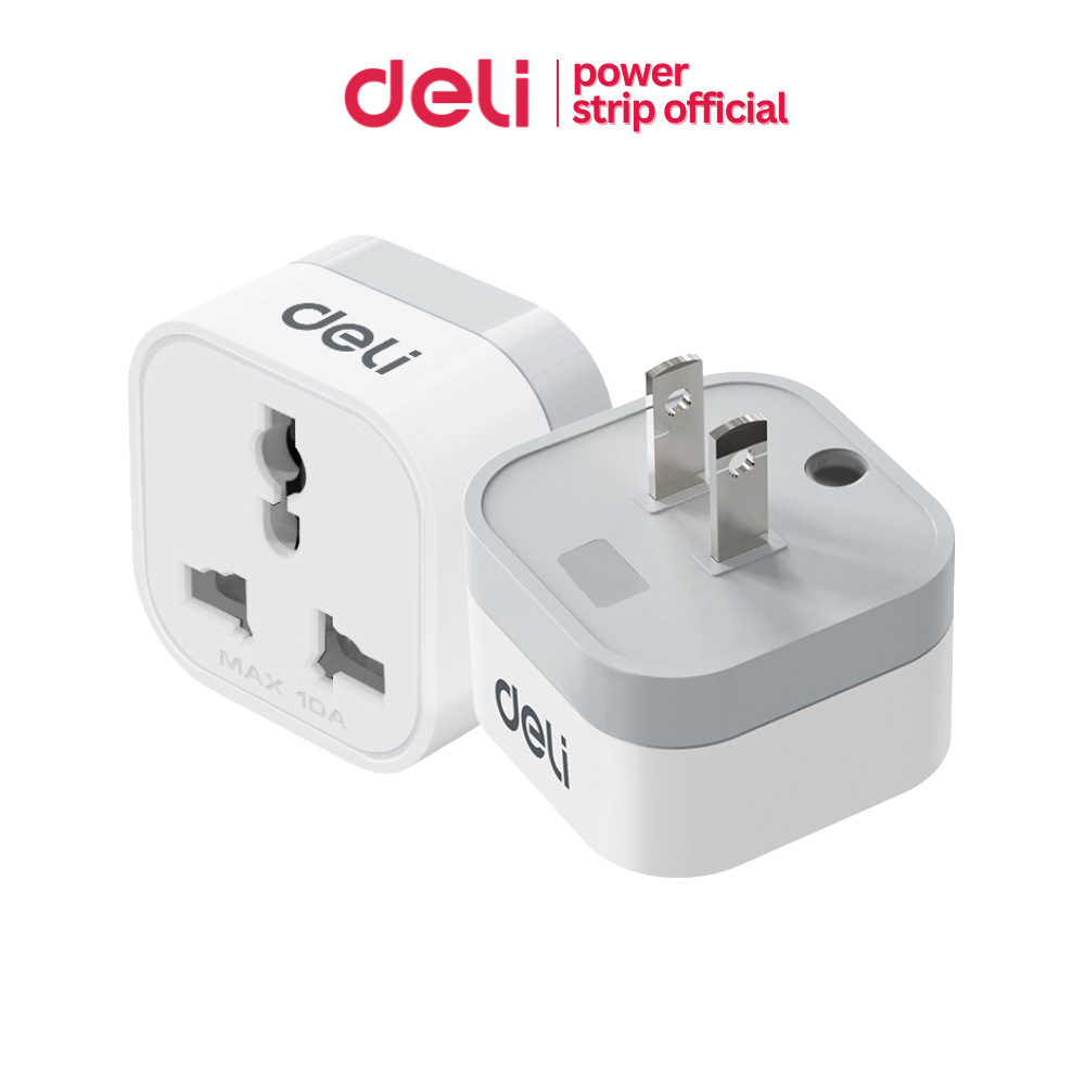 Deli ปลั๊กแปลง ปลั๊กแปลงขาสากล อแดปเตอร์แปลงขาปลั๊ก สองขาแบน กำลังไฟ 10A 2500W US Universal Adapter