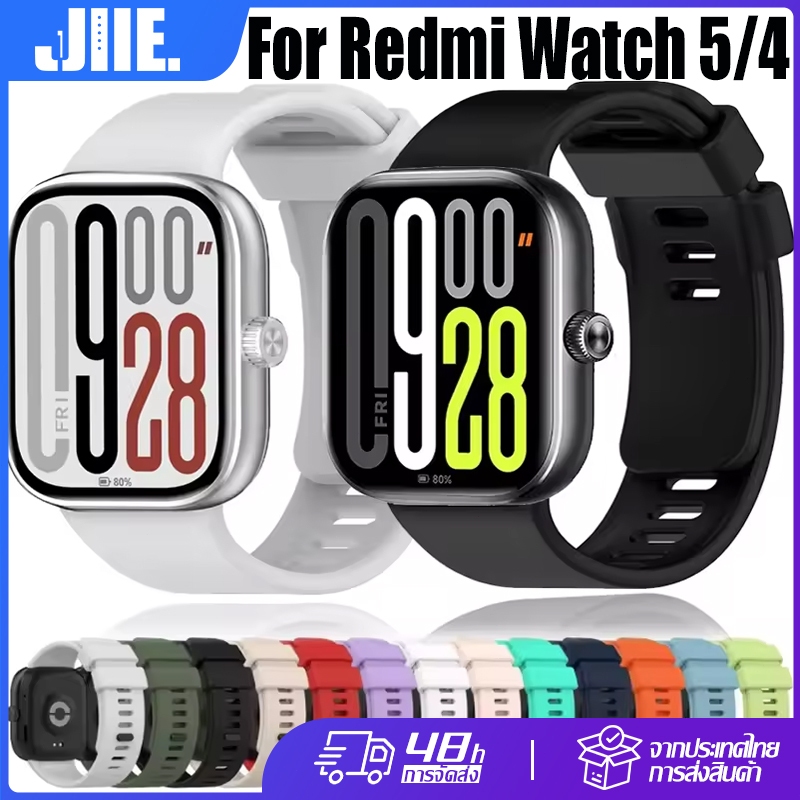 สายซิลิโคนสำหรับ Xiaomi Mi Band 5/4 นุ่มสบาย ระบายอากาศได้ดี🔥สำหรับ Xiaomi Redmi Watch 5/4 สายนาฬิกาข้อมือแบบสปอร์ต
