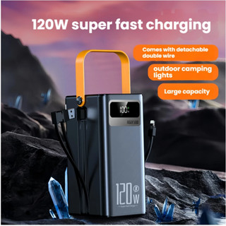 Power Bank 80000mAh 120W  ใช้ได้กับทุกรุ่นทุกยี่ห้อ มีไฟ LED…