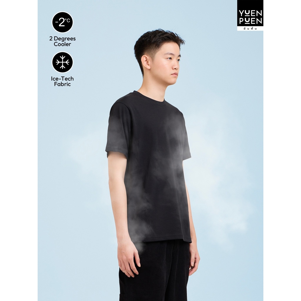 [1 แถม 1 ] YUENPUEN เสื้อเย็น สีดำ Cooling T-Shirt เย็นสบาย ลดลง 2 องศา ขณะสวมใส่ ระบายอากาศดี