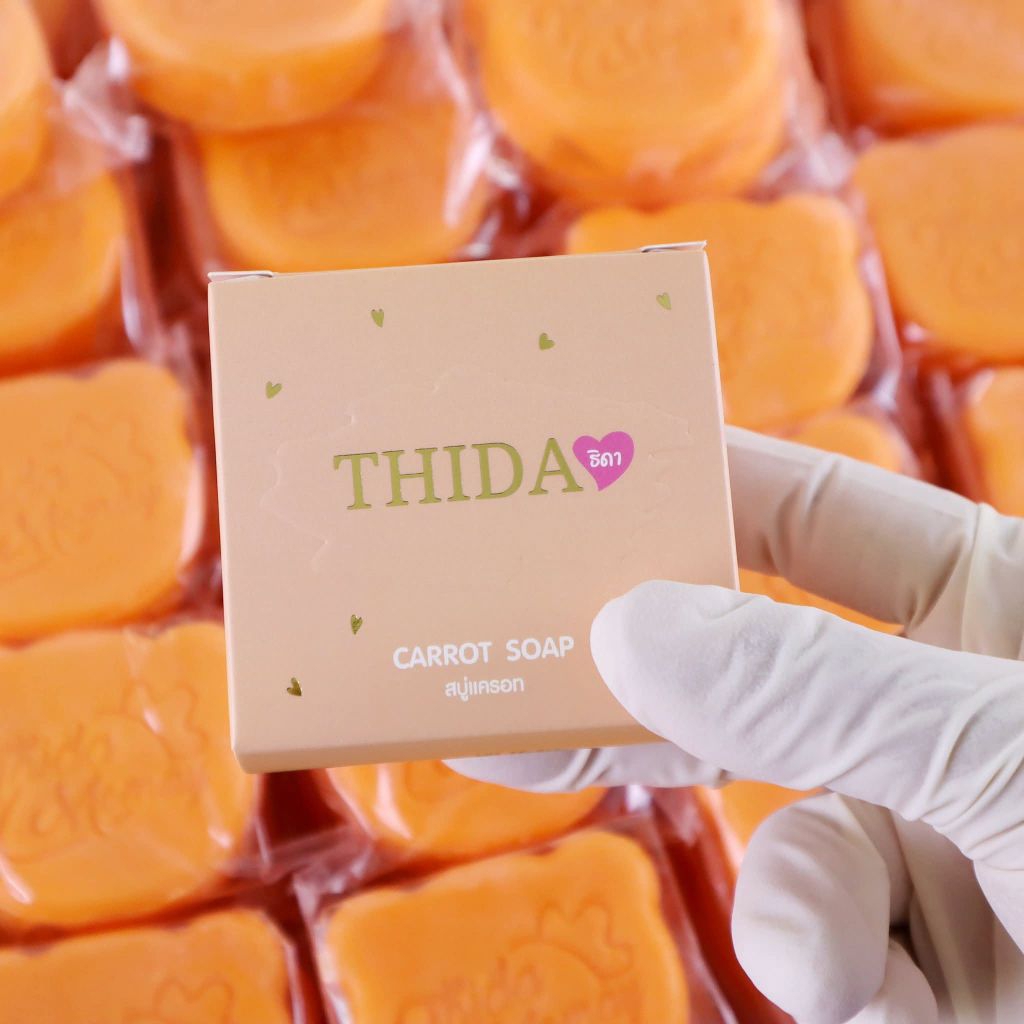 สบู่วิตามินซี ขนาด 60g. ลดความมันใบหน้า ฟอกทำความสะอาดผิวกาย แบรนด์เอลลี่โมเม carrot soap