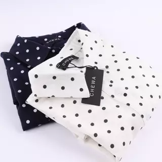 CHEWA Polka Dot Linen Shirt - เสื้อเชิ้ตผ้าลินินลายจุด - LN42