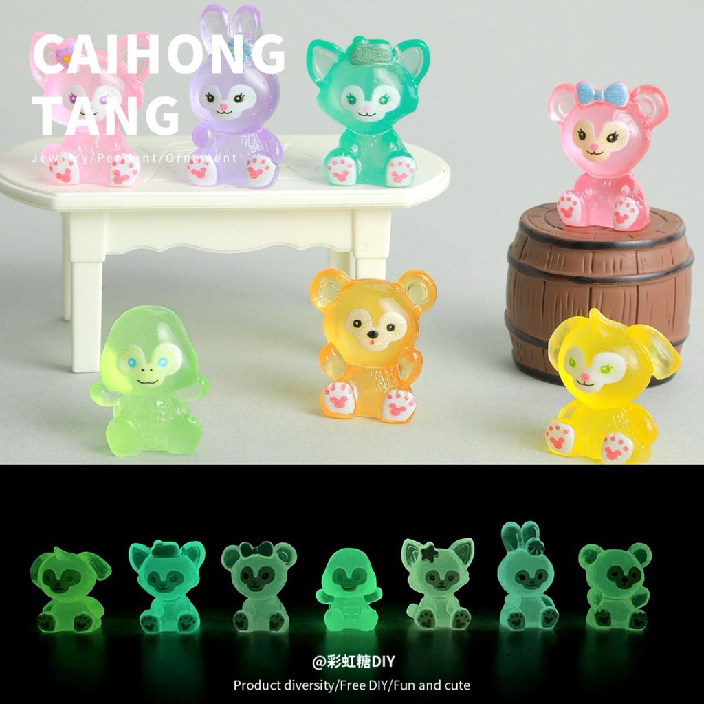 (50 ชิ้น) เรซิ่นตุ๊กตา Qibao 3D เรืองแสง อุปกรณ์ตกแต่งDIY พร้อมส่งในไทย
