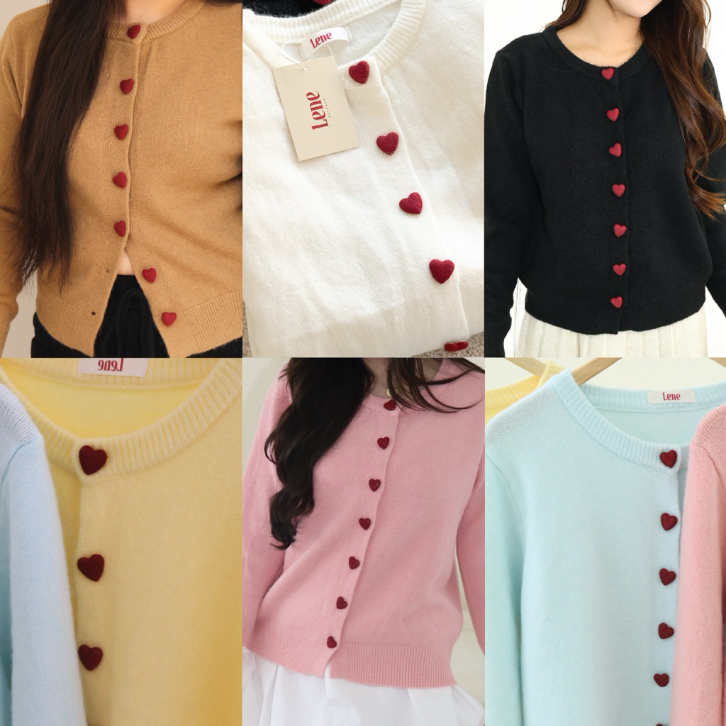 Lenebkk Heart Chamber Cadigan เสื้อคาดิแกนกระดุมหัวใจ ผ้าหนากระดุมใหญ่ สาวอวบ