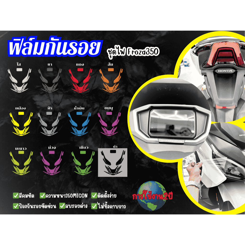 ฟิล์มกันรอยชุดไฟHonda Froza350 (2025) ไมล์จอTFT