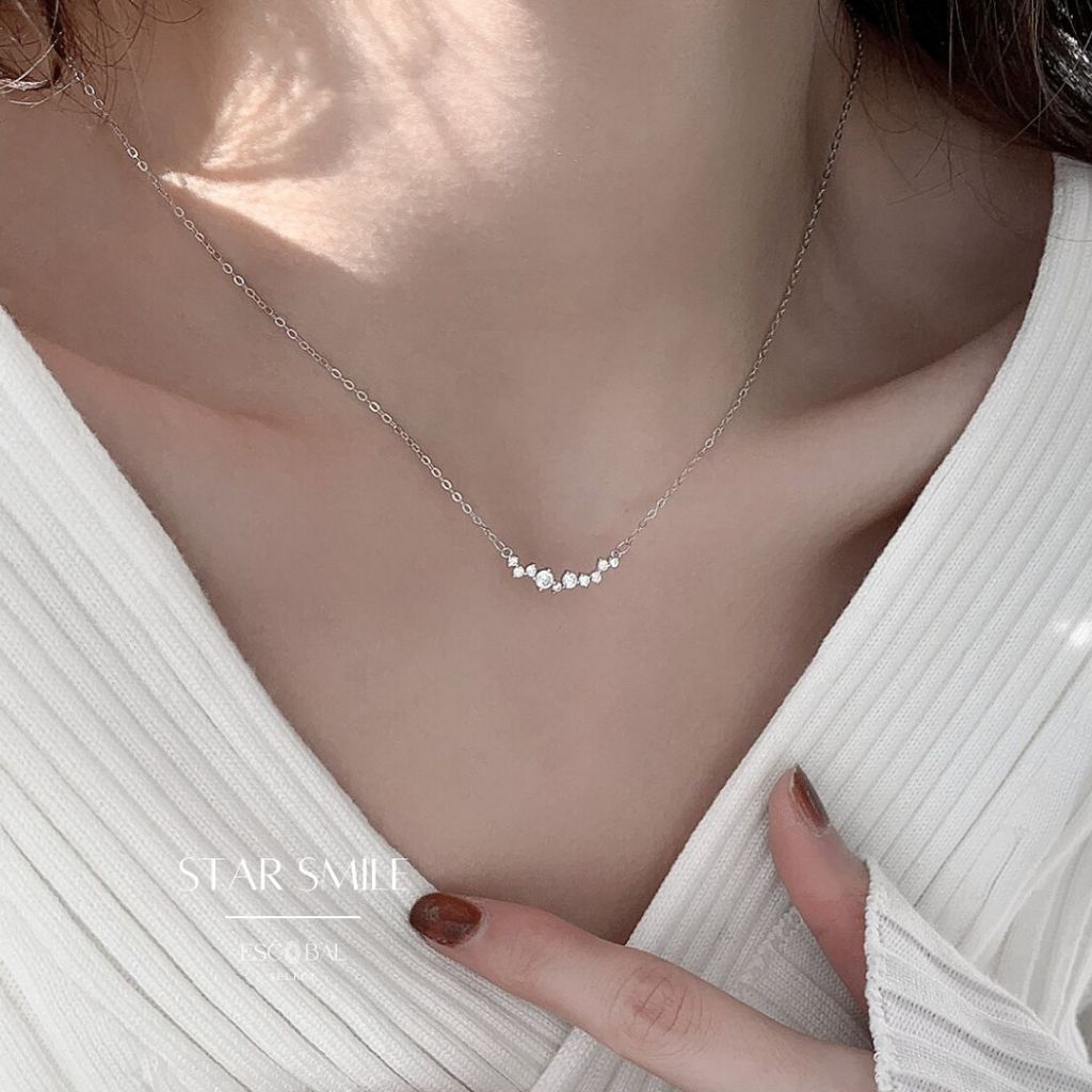 ESCOBAL สร้อยคอเงินแท้ Star Smile สร้อยคอเพชร ดีไซน์หรูหรา สร้อยคอเงิน925 สร้อยคอแฟชั่น เสริมมงคล