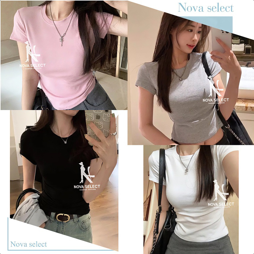 พร้อมส่ง เสื้อยืด แขนสั้น คอกลม ผ้าเรยอน สีพื้น แฟชั่นสำหรับคุณผู้หญิง เหมาะกับทุกฤดูกาล สไตล์เกาหลี สไตล์ลำลอง